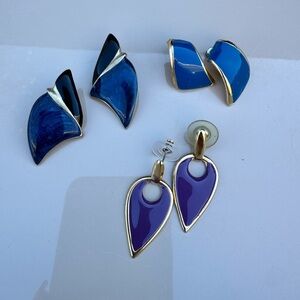 Elegant Gold and Blue Women's Earrings